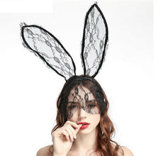 Load image into Gallery viewer, Women Rabbit Ears Sexy Lace Model Hair Band Bunny Veil Fashion Black Hair Accessories Halloween Party Mask Sex Tools