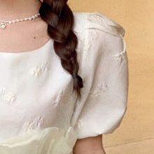 Load image into Gallery viewer, Women Robe 2021 Summer Jacquard New Slim Foreign Style A-line Dress Beading Chain Waist Cover Fashion Puff Sleeve O-neck Vestido