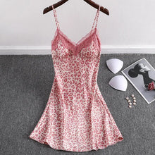 Load image into Gallery viewer, Women&#39;S Pajamas  Sexy  Deep-V Night Dress With Chest Pads Red Lace High End Suspender Sleeveless Mini Dress Home Clothes