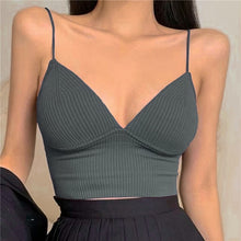 Load image into Gallery viewer, Women Seamless Crop Top Underwear Wire-Free V-Shaped Camisole Thin Straps Striped Solid Bralette Lingerie One-Piece Tube Tops