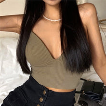 Load image into Gallery viewer, Women Seamless Crop Top Underwear Wire-Free V-Shaped Camisole Thin Straps Striped Solid Bralette Lingerie One-Piece Tube Tops