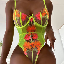 Load image into Gallery viewer, Women Sexy Bodysuits Corset Floral Embroidery Floral Underwear Bra Transparent Erotic Costumes Sensual Shaping Lingerie