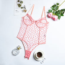 Load image into Gallery viewer, Women Sexy Bodysuits Corset Heart-Shaped Embroidery Lace Underwear Bra Transparent Erotic Costumes Sensual Hollow Out Jumpsuit