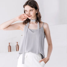 Load image into Gallery viewer, Women Sexy Double V Neck Camisole Casual Sleeveless Bandage Strap Tops Fashion Chiffon Solid Tank Tops 2021 Summer Streetwear