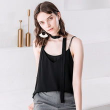 Load image into Gallery viewer, Women Sexy Double V Neck Camisole Casual Sleeveless Bandage Strap Tops Fashion Chiffon Solid Tank Tops 2021 Summer Streetwear