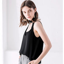 Load image into Gallery viewer, Women Sexy Double V Neck Camisole Casual Sleeveless Bandage Strap Tops Fashion Chiffon Solid Tank Tops 2021 Summer Streetwear