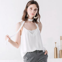 Load image into Gallery viewer, Women Sexy Double V Neck Camisole Casual Sleeveless Bandage Strap Tops Fashion Chiffon Solid Tank Tops 2021 Summer Streetwear