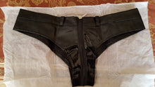 Load image into Gallery viewer, Women Sexy Faux Leather PVC Shorts 2 ways Zipper Open Crotch T-back/G-string Short Hotpant Booty Shorts Free Shipping