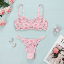 Load image into Gallery viewer, Women Sexy Floral Embroidery Lace Underwear Set Underwire Bra and Briefs Set Sensual Lingerie Exotic Night Underwear Suit