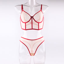 Load image into Gallery viewer, Women Sexy Lingerie 2 Piece underwear Set with Transparent Underwire Bra and Briefs See-Through Panties Erotic Sensual Underwear