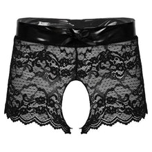 Load image into Gallery viewer, Women Sexy Lingerie Erotic Open Crotch Panties Low Waist Lace Transparent Crotchless Underwear Underpants Lace Sexy Panties