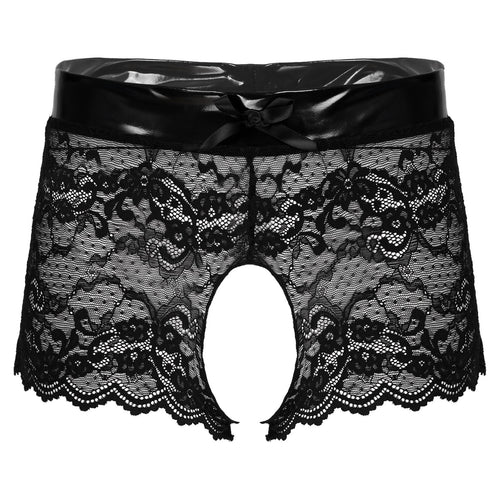 Women Sexy Lingerie Erotic Open Crotch Panties Low Waist Lace Transparent Crotchless Underwear Underpants Lace Sexy Panties