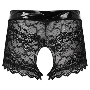 Women Sexy Lingerie Erotic Open Crotch Panties Low Waist Lace Transparent Crotchless Underwear Underpants Lace Sexy Panties