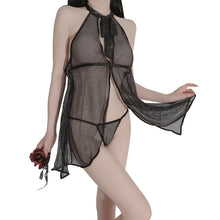 Load image into Gallery viewer, Women Sexy Lingerie Lace Dress Exotica Wear Hot Mesh Hollow Out See-through Femme Porno Nightdress Thong Set Baby Doll