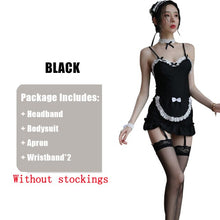 Load image into Gallery viewer, Women Sexy Lingerie Maid Cosplay Outfit Hidden Button With Sexy Lace Apron One-Piece Bodysuit