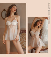 Load image into Gallery viewer, Women Sexy Lingerie Set Erotic Porno Mesh Bubble Dress Exotic Nightwear Lovely Cute Femme Girl Skirt Thong European Clothing