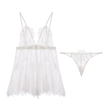 Load image into Gallery viewer, Women Sexy Lingerie Set Nightdress Thong Exotic Dress Perspective Mesh Lace Hollow Front Buckle Porno Adult Slutty Skirt Femme