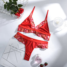 Load image into Gallery viewer, Women Sexy Lingerie Sets Transparent Lace Floral Embroidery Push Up Bras See Through Panties Temptation Erotic Sensual Underwear