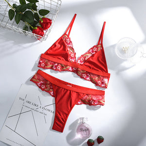 Women Sexy Lingerie Sets Transparent Lace Floral Embroidery Push Up Bras See Through Panties Temptation Erotic Sensual Underwear