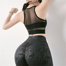 Load image into Gallery viewer, Women Sexy Mesh Patchwork Crop Top Women Casual Tank Yoga Vest Gym Sport Tops Ladies Running Fitness Workout Bra With Breast Pad