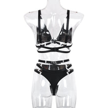 Load image into Gallery viewer, Women Sexy Metal Ring Lingerie Underwear Gathered V-Neck Bra Hollow 0ut Erotic Costumes Sensual Lingerie Exotic Thong Suit