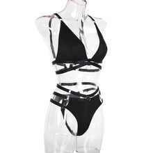 Load image into Gallery viewer, Women Sexy Metal Ring Lingerie Underwear Gathered V-Neck Bra Hollow 0ut Erotic Costumes Sensual Lingerie Exotic Thong Suit