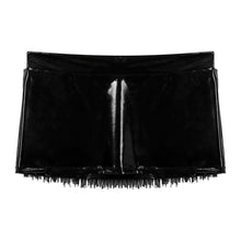 Load image into Gallery viewer, Women Sexy Mini Tassel Skirt Wetlook Leather Above Knee Black Fringe Short Micro Mini Skirt Summer Dance Clubwear Party ClubWear