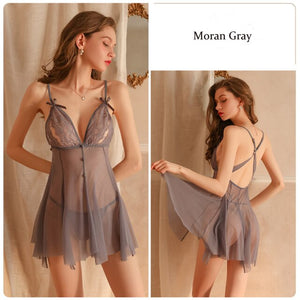 Women Sexy Nightwear Summer Sleepwear Perspective Temptation Sling Nightdress Thin Lace Hollow Backless Nightgowns Night Gowns