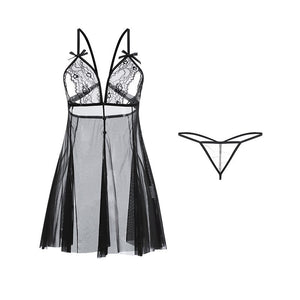 Women Sexy Nightwear Summer Sleepwear Perspective Temptation Sling Nightdress Thin Lace Hollow Backless Nightgowns Night Gowns