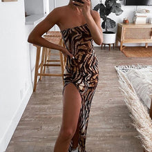 Load image into Gallery viewer, Women Sexy One Shoulder  Bodycon Dress Tiger Print Summer Dress Backless Sleeveless Robe Femme Streetwear Party Clubwear Dresses