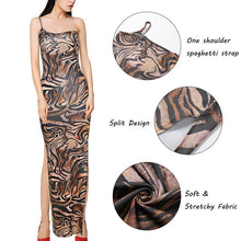 Load image into Gallery viewer, Women Sexy One Shoulder  Bodycon Dress Tiger Print Summer Dress Backless Sleeveless Robe Femme Streetwear Party Clubwear Dresses