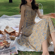 Load image into Gallery viewer, Women Sexy Sling Dress French Sweet Inner Floral Dress Slim A-line Dress Backless Fashion Bodycon Elegant Long Skirt Dress