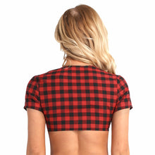 Load image into Gallery viewer, Women Sexy Solid Deep V Neck Crop Wrap Knot Slim Fitted Crop Tops T Shirt Summer Clubwear 2021 Short Sleeve Tshirt Tops