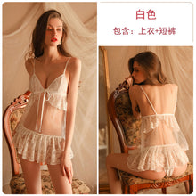 Load image into Gallery viewer, Women Sexy lace Lingerie Set Erotica Gauze See-through Seduction Porno Baby Doll Nightdress Femme Slutty Front Button Dress