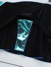 Load image into Gallery viewer, Women Shiny Metallic Punk Dance Costumes Halter Neck Hollow Out Backless Crop Top with Ruffle Mini Skirt Pole Dance Clothing Set