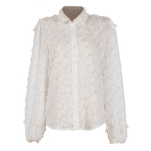 Load image into Gallery viewer, Women Shirt White Tassel Design Fashion Slim Fit Lady Tops Turn Down Collar Lantern Sleeve Elegant Casual Blusas Mujer Tops