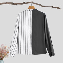 Load image into Gallery viewer, Women Shirts 2021 VONDA Sexy V Neck Long Sleeve Casual Striped Tops Casual Pleated Button Up Shirts Blouse Blusas Femininas