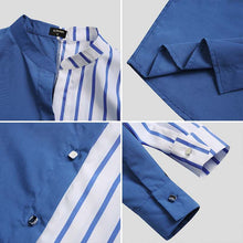 Load image into Gallery viewer, Women Shirts 2021 VONDA Sexy V Neck Long Sleeve Casual Striped Tops Casual Pleated Button Up Shirts Blouse Blusas Femininas