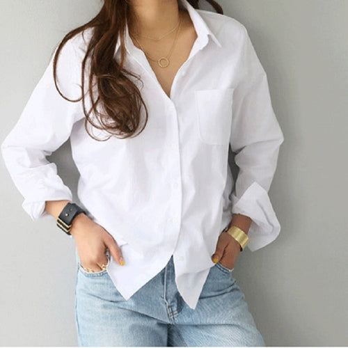 Women Shirts and Blouses 2022 Feminine Blouse Top Long Sleeve Casual White Turn-down Collar OL Style Women Loose Blouses