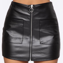 Load image into Gallery viewer, Women Skirt 2021 New Office Lady Zipper Leather Skirts Fashion Solid Color Zipper High Waist Skirt Casual Short Mini Skirts