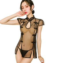 Load image into Gallery viewer, Women Sleepwear Nighties Lace Night Gown Round-Neck Lingerie Dress See-through Femme Nightwear Sexy Hot Erotic Cheongsam