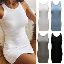 Load image into Gallery viewer, Women Sleeveless Bodycon Dress Stretchy Ribbed Sexy Tank Dress Solid Party Nightclub Wrap Female Dress S-2XL