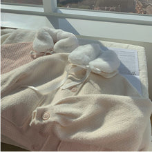 Load image into Gallery viewer, Women Small Fragrance Suit Plus Cotton Thick Winter Rabbit Fur Collar Woolen Female Short Coat Short Skirt Two-Piece Suit/Sets