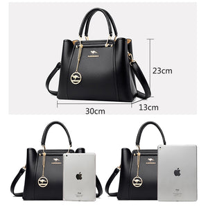 Women Soft Leather Handbags Luxury Designer 3 Layers Shoulder Crossbody Bags Ladies Large Capacity Shopping Brand Messenger Tote