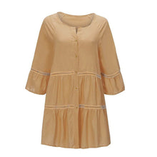 Load image into Gallery viewer, Women Solid Cotton And Linen Tops Blouse Casual Loose Hollow Out V-neck Blouses Shirts White Blusas Ladies Large Size Tunic Топ