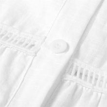 Load image into Gallery viewer, Women Solid Cotton And Linen Tops Blouse Casual Loose Hollow Out V-neck Blouses Shirts White Blusas Ladies Large Size Tunic Топ