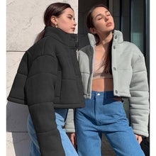 Load image into Gallery viewer, Women Solid Parkas Thick Winter Breasted Pockets Female Short Coat Jacket Short Harajuku Outwear Winter Jacket Women