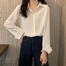 Load image into Gallery viewer, Women Solid Shirt Summer Ladies Casual Cardigans Tops And Shirts Female Korean Long Sleeves Blouses Chic Pocket Shirts