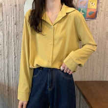 Load image into Gallery viewer, Women Solid Shirt Summer Ladies Casual Cardigans Tops And Shirts Female Korean Long Sleeves Blouses Chic Pocket Shirts