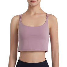 Load image into Gallery viewer, Women Sport Tops Soft Comfortable Double-Layer Crossed Spaghetti Wireless Padded Running Gym Yoga Dance Sport Cami Tank Tops